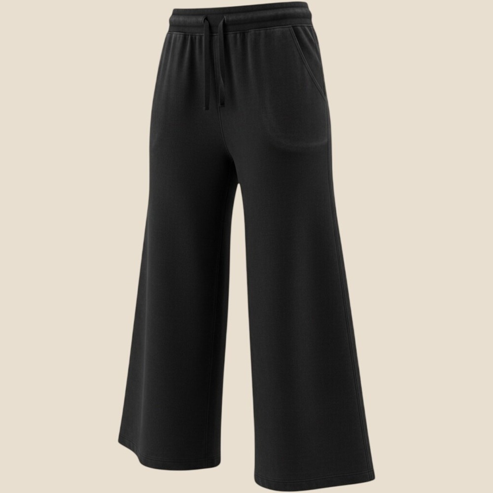 Lands End Wide Leg Lounge Pants Size S Black Cotton Relaxed Minimalist Z325